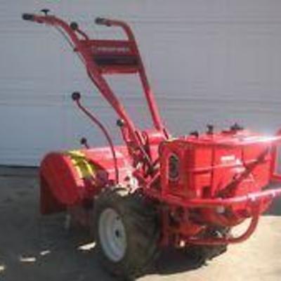 Lot 187: Troy-Bilt PTO 8 HP Gas Motor Rear Tiller Model 12058