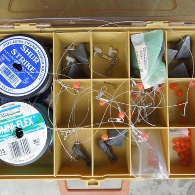 Lot 183: Group of 5 Fishing Poles, Graphite Reels and Tackle
