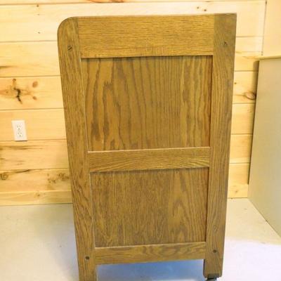 Lot 146: Wooden Rolling Microwave or Media Cart with Storage