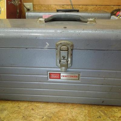Lot 205: Large Vintage Metal Craftsman Tool Box Full of Vintage Tools