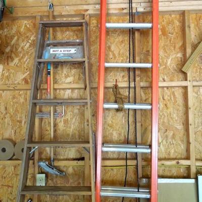 Lot 201: Two Werner Ladders: 24 Foot Extensionand 8 Foot Folding