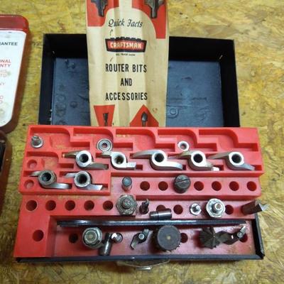 Lot 200: Two Storage Tool Boxes with Router Bits and Socket Wrench Set