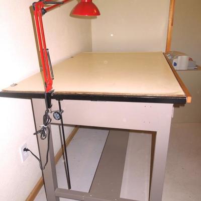 Lot 151: Mayline Ranger Metal Base 2 Drawer Drafting Table w/Lamp #1