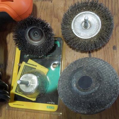 Lot 196: Black and Decker Drill DR340, Lots of Bits, Wire Brushes and Cases