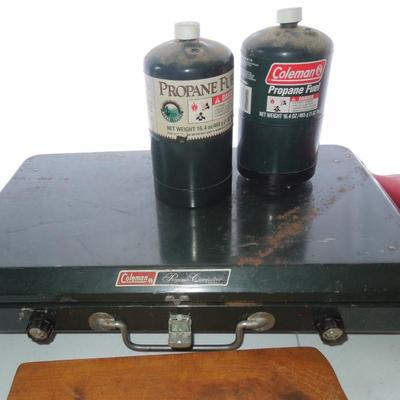 Lot 238: Storage Bin with Coleman Stove and Camping Gear #1