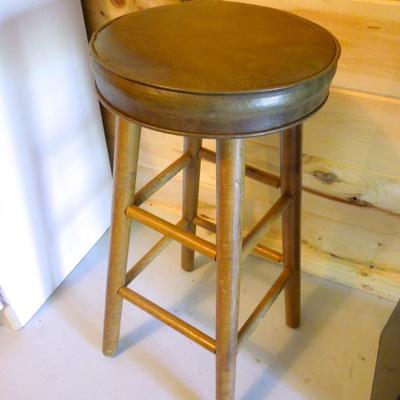 Lot 141: Vintage 30" Wood and Vinyl Barstool