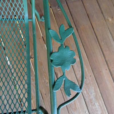 Lot 58: 25" Diameter Patio Side Table and Two Metal Armchairs