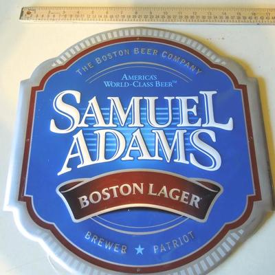 Lot 157: Collectible Hanging Beer Art: Samuel Adams Metal Sign