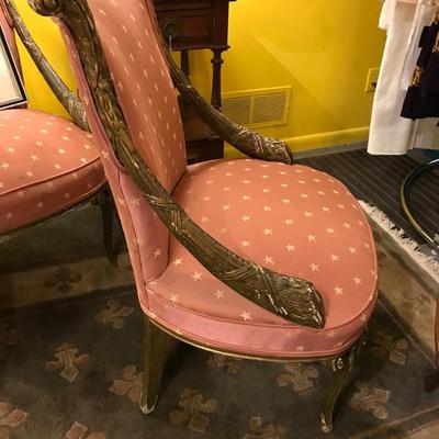 Lot 142-Vintage French Style Shabby Gilt Club Chair