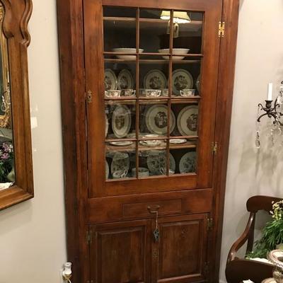 Lot 24-Fabulous Antique Virginia Walnut Corner Cabinet