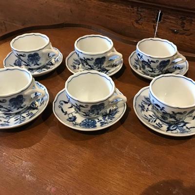 Lot 120-Lot of 6 Porcelain Blue Danube Demitasse Cups and Saucers