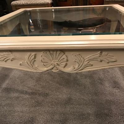 Lot 20-Modern French Style White Glass Top Coffee Table