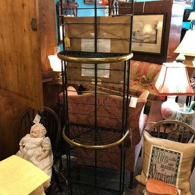 Lot 145-Vintage Iron and Brass Petite Baker's Rack