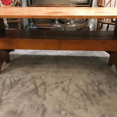 Lot 11-Antique 19th c. Pine Hutch/Bench Table
