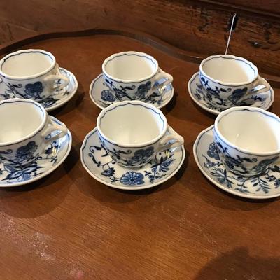 Lot 122-Lot of 6 Porcelain Blue Danube Demitasse Cups and Saucers