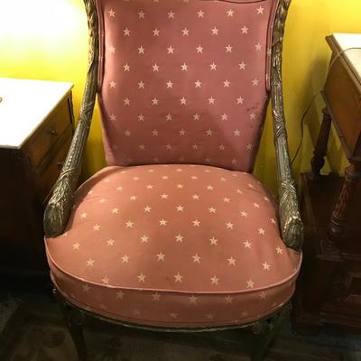 Lot 141-Vintage French Style Shabby Gilt Club Chair