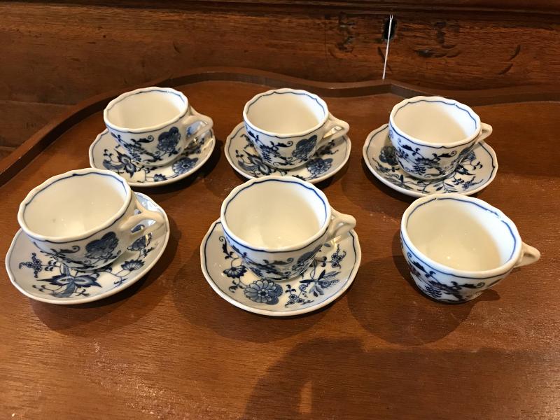 Lot 123-Lot of 6 Porcelain Blue Danube Demitasse Cups and 5 Saucers ...
