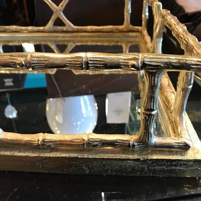 Lot 125-Heavy Brass Bamboo Design Mirror Tray by Tahari