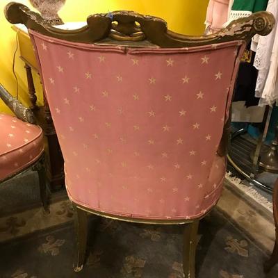 Lot 142-Vintage French Style Shabby Gilt Club Chair