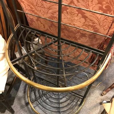 Lot 145-Vintage Iron and Brass Petite Baker's Rack