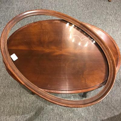 Lot 140-Vintage Mahogany French Style Oval Tray Top Coffee Table