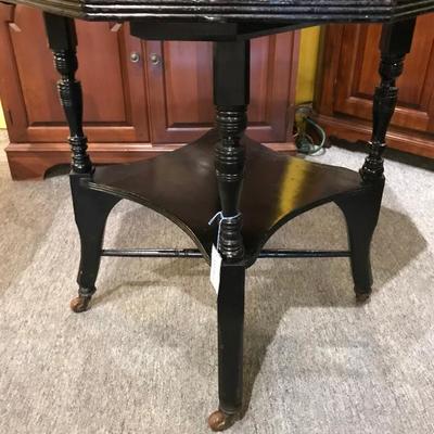 Lot 136-Antique Black Painted Octagonal Parlor Table