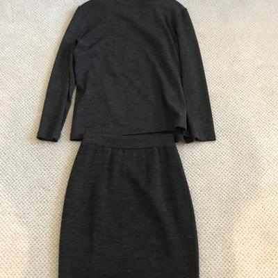 Lot 548-Grey Wool Knit Laides Skirt and Sweater Set
