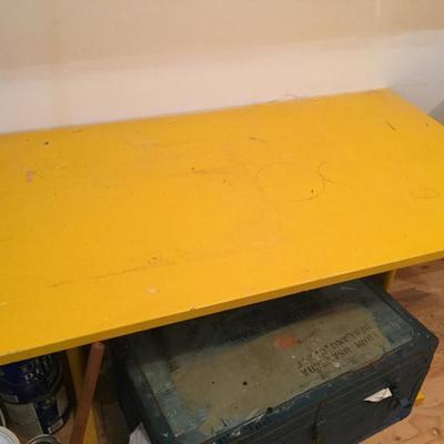 Lot 560-Mid-Century Modern Yellow Trestle Table