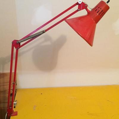 Lot 559-Red Metal Telescoping Clamp Mount Lamp