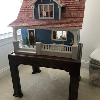 Lot 89-Hand Crafted Dollhouse on Oak Table Base