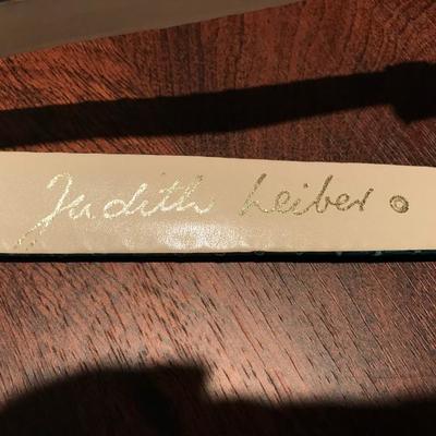 Lot 383-Judith Leiber Teal and Gold Belt