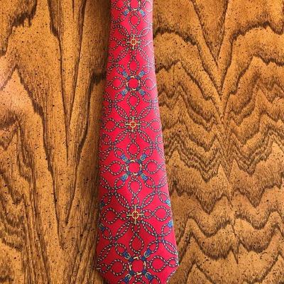 Lot 42-Hermes Paris Necktie Red with Blue and Yellow Braided Leashs