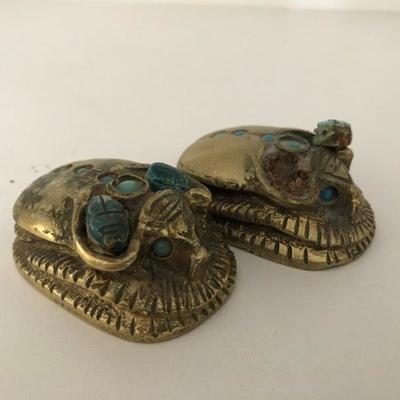 Lot 29-Pair of Vintage Brass Scarab Beetle Paperweights