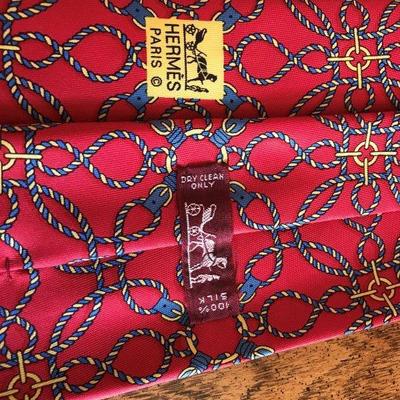 Lot 42-Hermes Paris Necktie Red with Blue and Yellow Braided Leashs