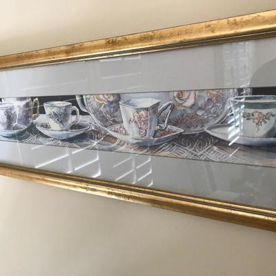 Lot 149-Framed Yardlong Print of Teacups by H S Nordby