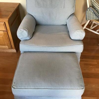 Lot 361-Drexel Heritage Club Chair with Ottoman and Extra Fabric