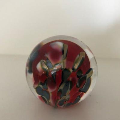 Lot 41-Signed Art Glass Ball Paperweight