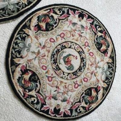 Lot 547-Pair of Hooked Chicken Themed Round Rugs