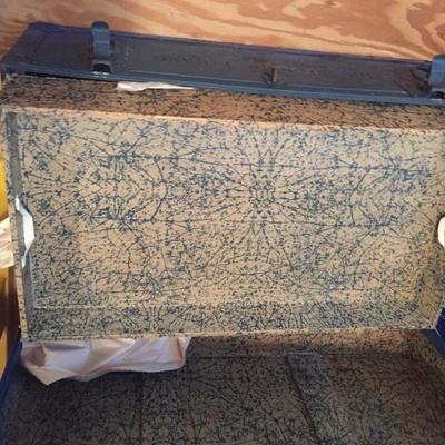 Lot 565-Vintage Military Blue Painted Trunk