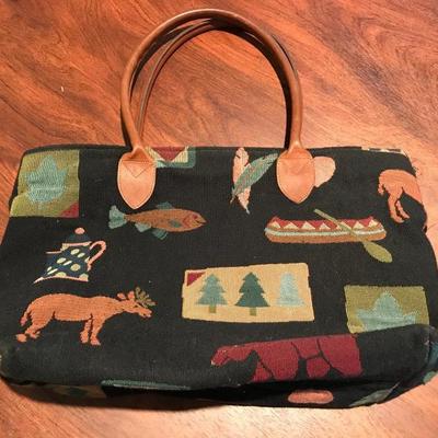 Lot 393-Orvis Tapestry and Leather Tote Purse