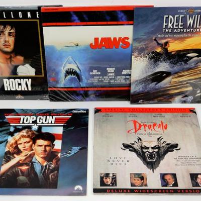 5 Movies Lot on LD - LASER DISCS LOT - Rocky Jaws Dracula Top Gun Free Willy