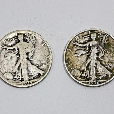 1935 & 1936 Silver Walking Libert Half Dollars - Rare American Coins #501-04