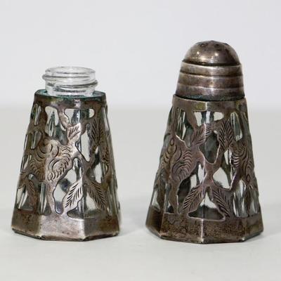 Salt & Pepper Shakers  Set - 0.925 Sterling Silver Overlay Mexico