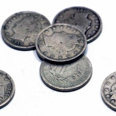 6 Liberty Head V-Nickles Coin Set - 1899-1912 - Rare American Coins Lot #501-09
