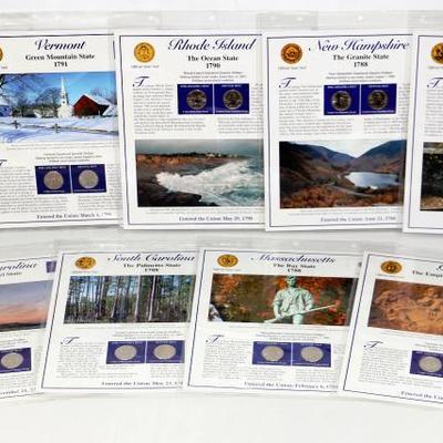 Set of 9 Panels US Statehood Quarters & Stamps Collection