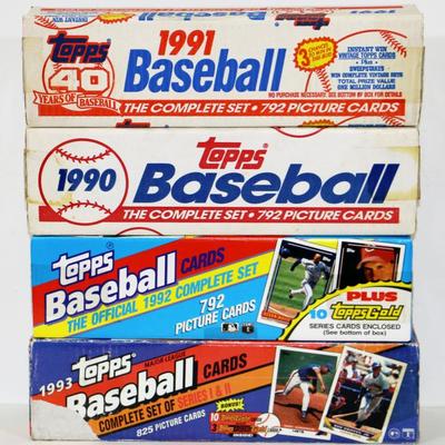 1990, 1991, 1992, 1993 TOPPS BASEBALL CARDS LOT - 4 BOXES #501-26