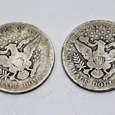1899 & 1912 Silver Barber Half Dollars - Set of 2 - Rare American Coins #501-01