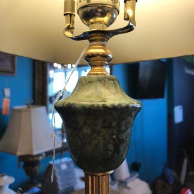 Lot 20-Restored Gilt and Green Marble Buffet Lamp