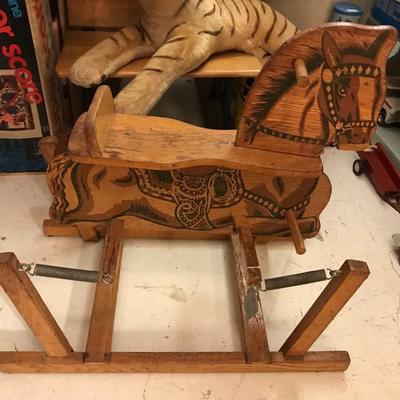 Lot 22-Vintage Oak Spring Horse Toy