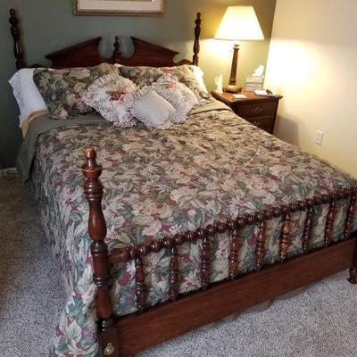 Vintage Queen Sized Wood Carved Bed Frame